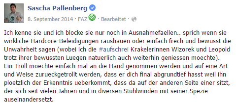 Rant-Bemerkung bei Facebook