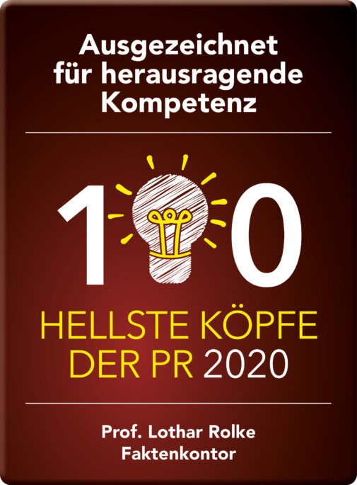 Die 100 hellsten Köpfen der PR 2020 (Faktenkontor / Stefan Schütz)