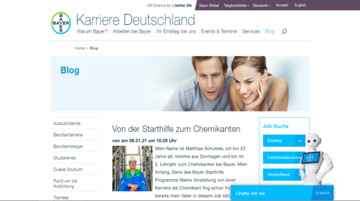 Best Practices von Corporate Blogs in Deutschland: Karriereblog von Bayer.